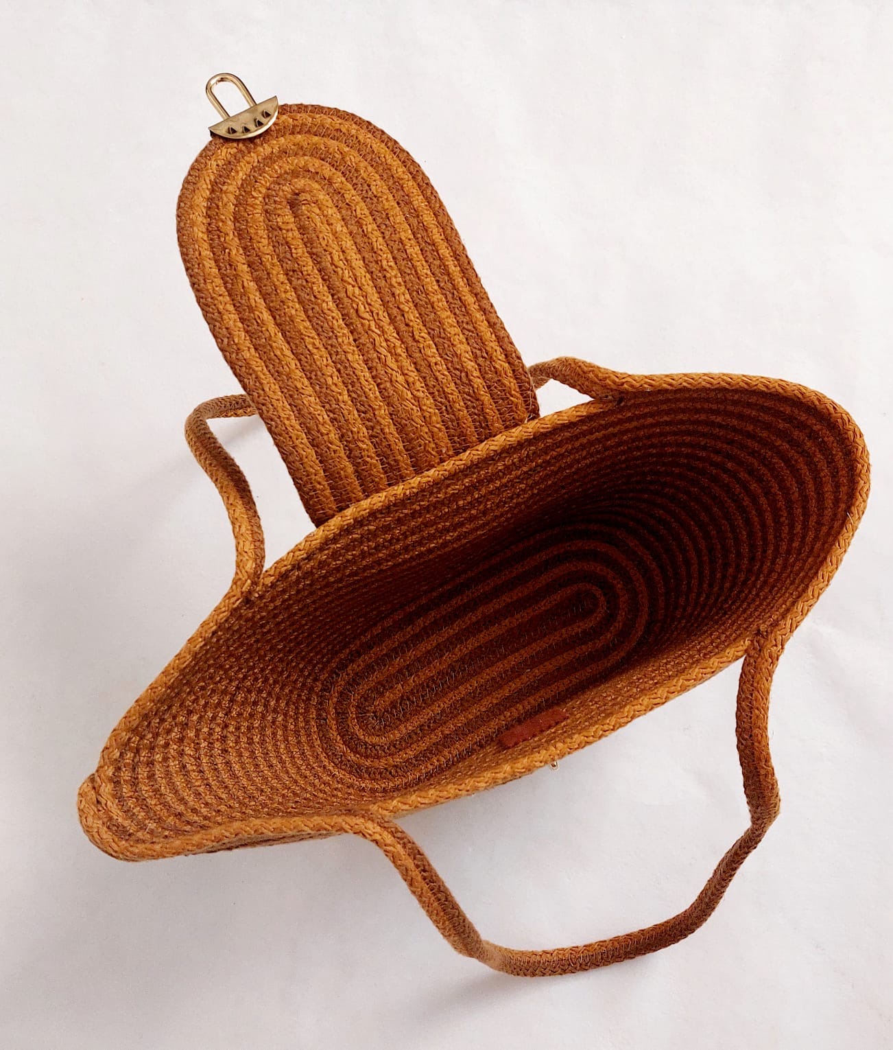 Sac Amarna rayé Terracotta & Moutarde