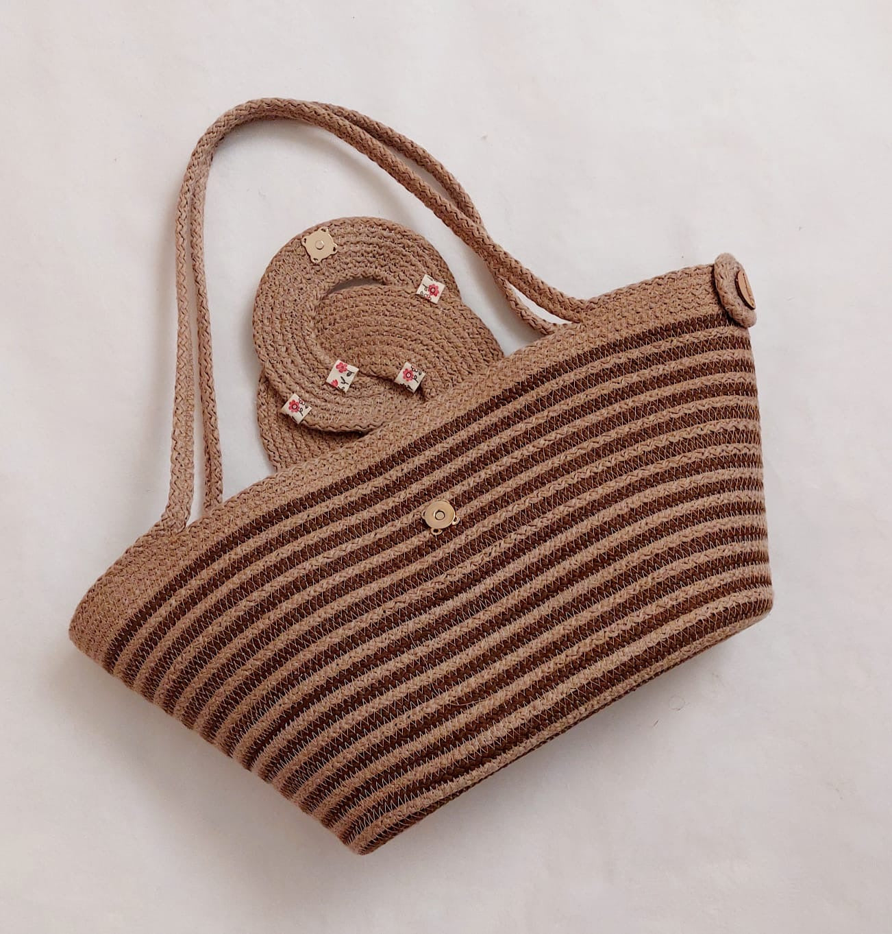 Sac Karnak - rayé Beige & Marron