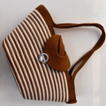 Sac Saqqarah en corde de coton tressée rayé marron et blanc.
