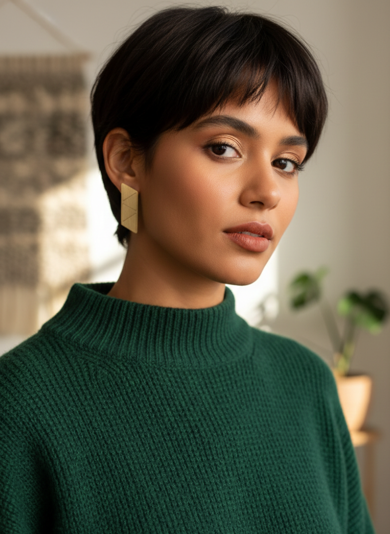 Boucles d'oreilles 4 triangles changeables en laiton brut 