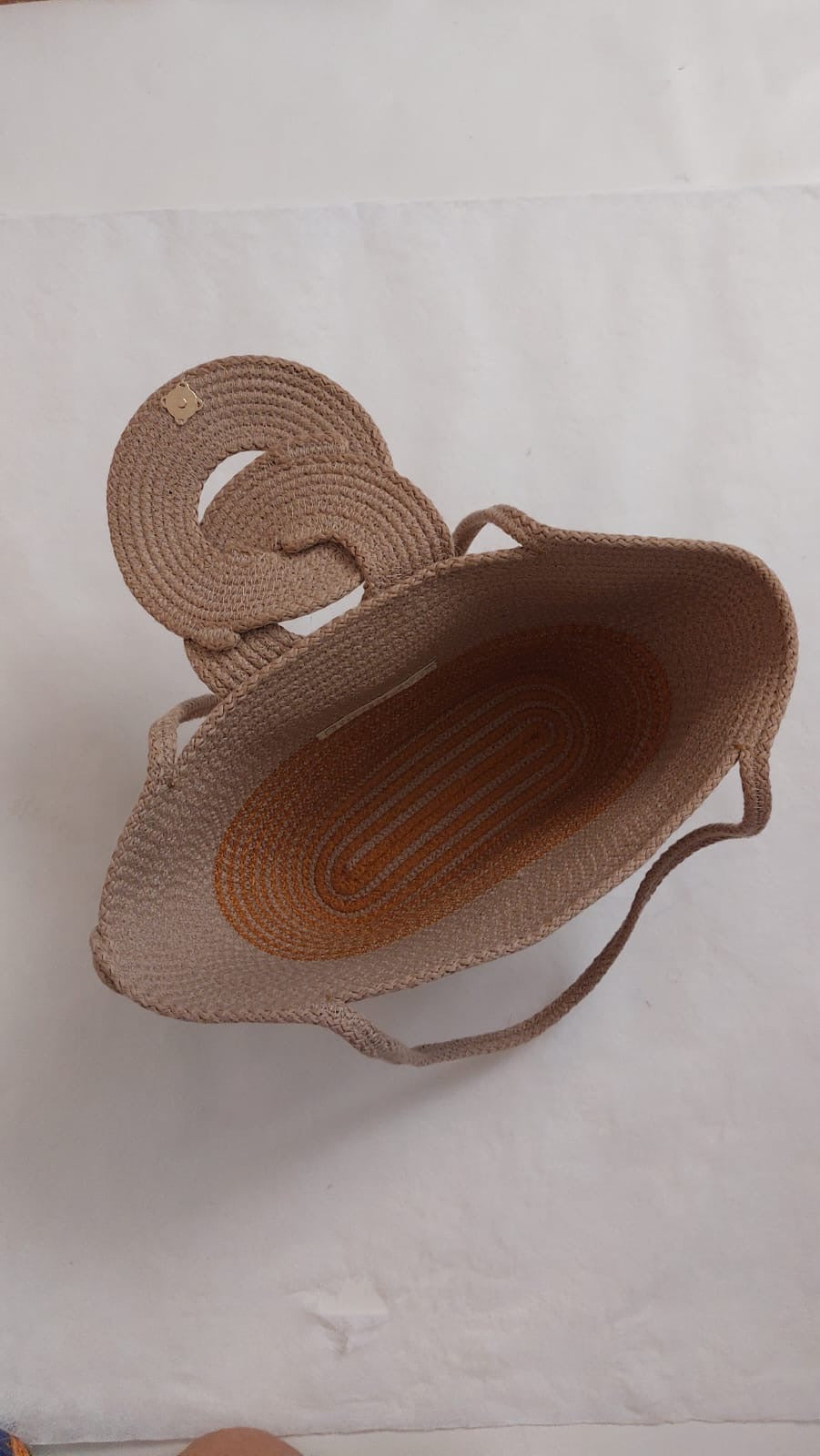 Intérieur du sac cabas Louxor Niléa en corde de coton tressée.